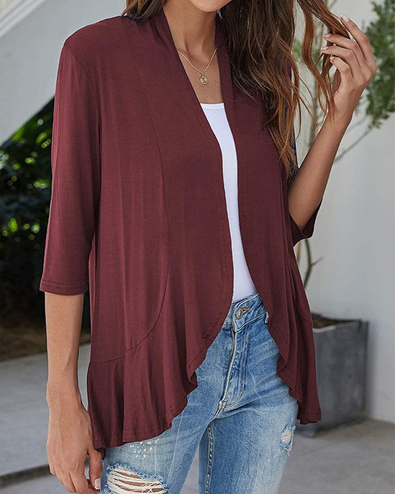 Ruffle Hem Open Front Top