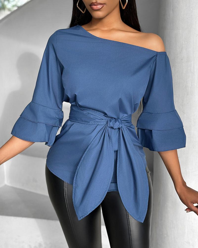 Cold Shoulder Layered Sleeve Top