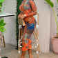 Abstract Tie Dye Print O Neck Dress