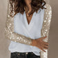 Contrast Sequin Long Sleeve Top