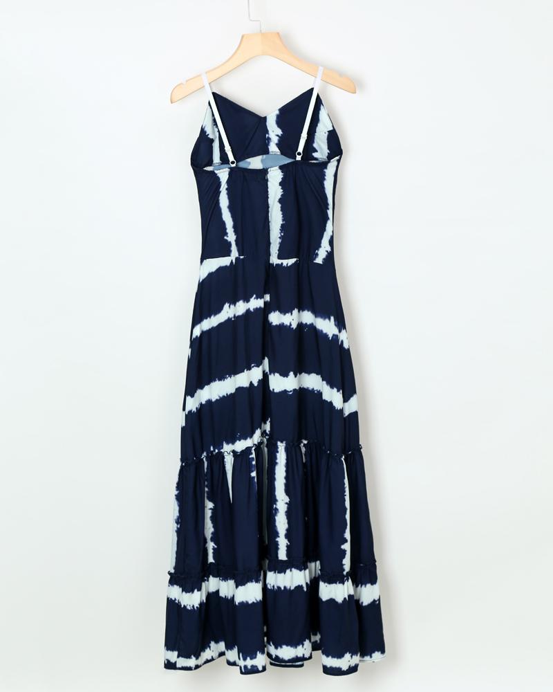 Tie Dye Print Spaghetti Strap Maxi Dress