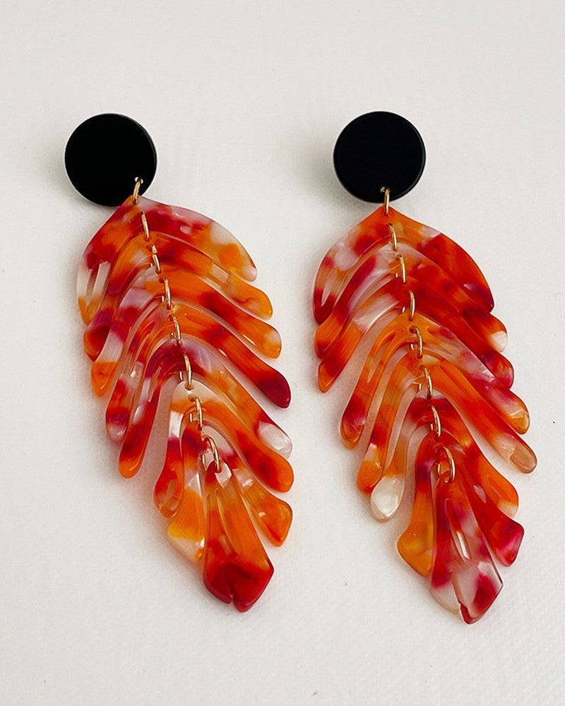 1Pair Leaf Shaped Tassel Drop Earrings