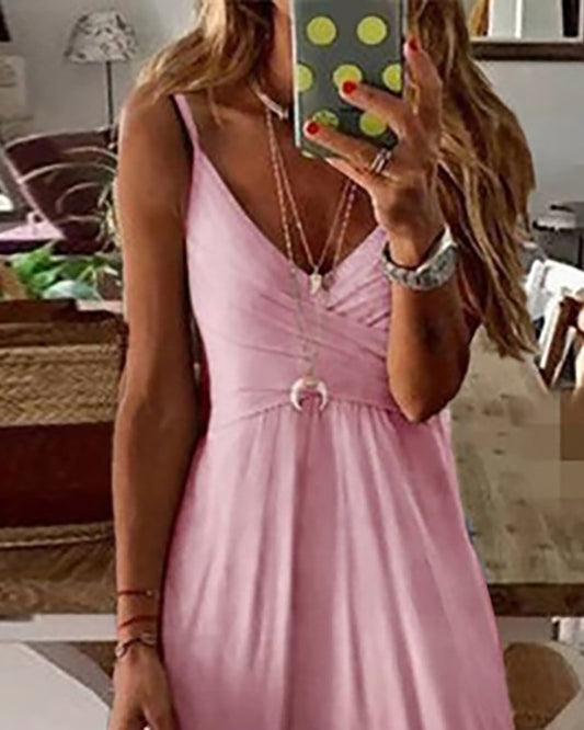 Ombre Spaghetti Strap Fill Hem Maxi Dress