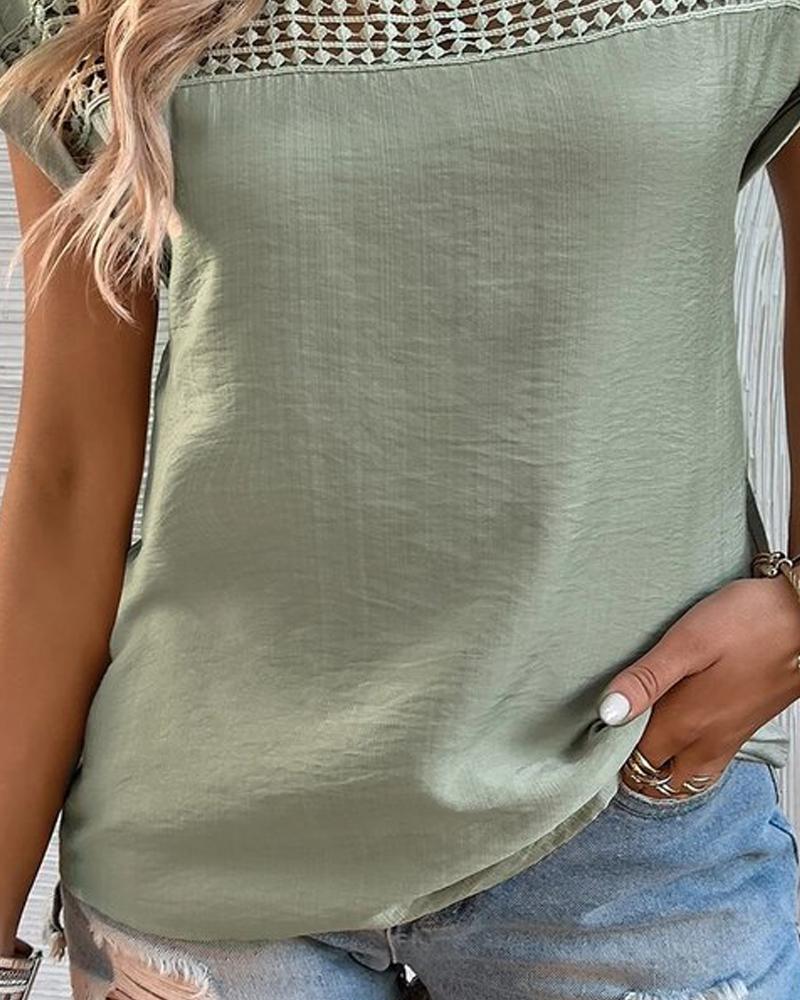 Hollow Out Cap Sleeve Top