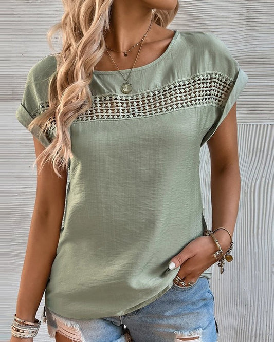 Hollow Out Cap Sleeve Top