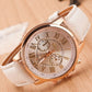 1pc Leather Band Quartz Watch