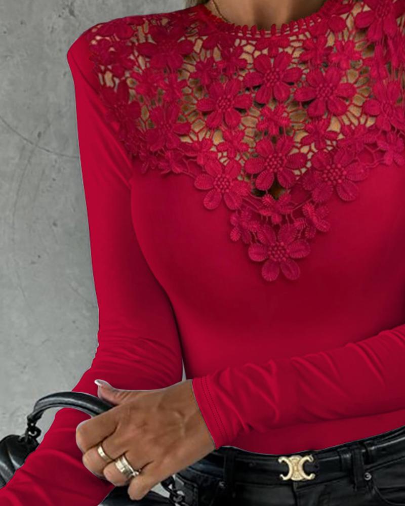 Lace Patch Long Sleeve Top