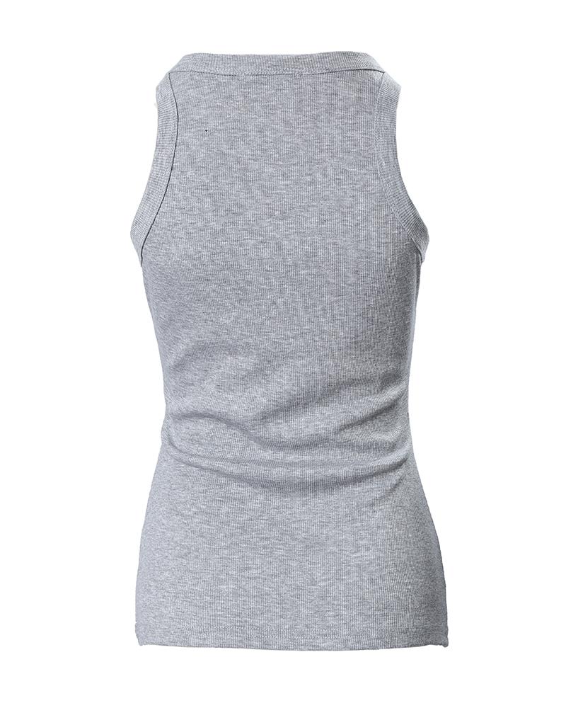 O Neck Knit Sleeveless Casual Top