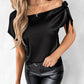 Bowknot Decor Short Sleeve Satin Top