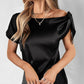 Bowknot Decor Short Sleeve Satin Top