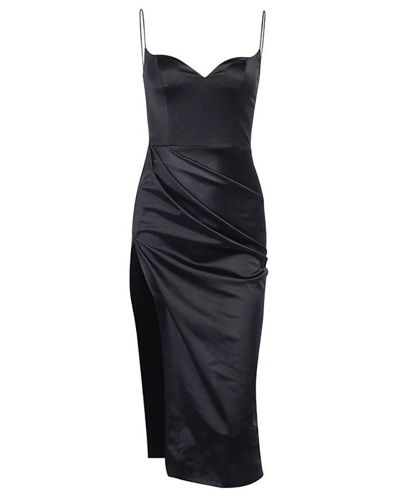 Satin High Slit Party Dress