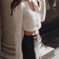 Solid Long Sleeve Cropped Sweater