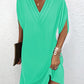 Half Sleeve V Neck Ruched Casual Dress