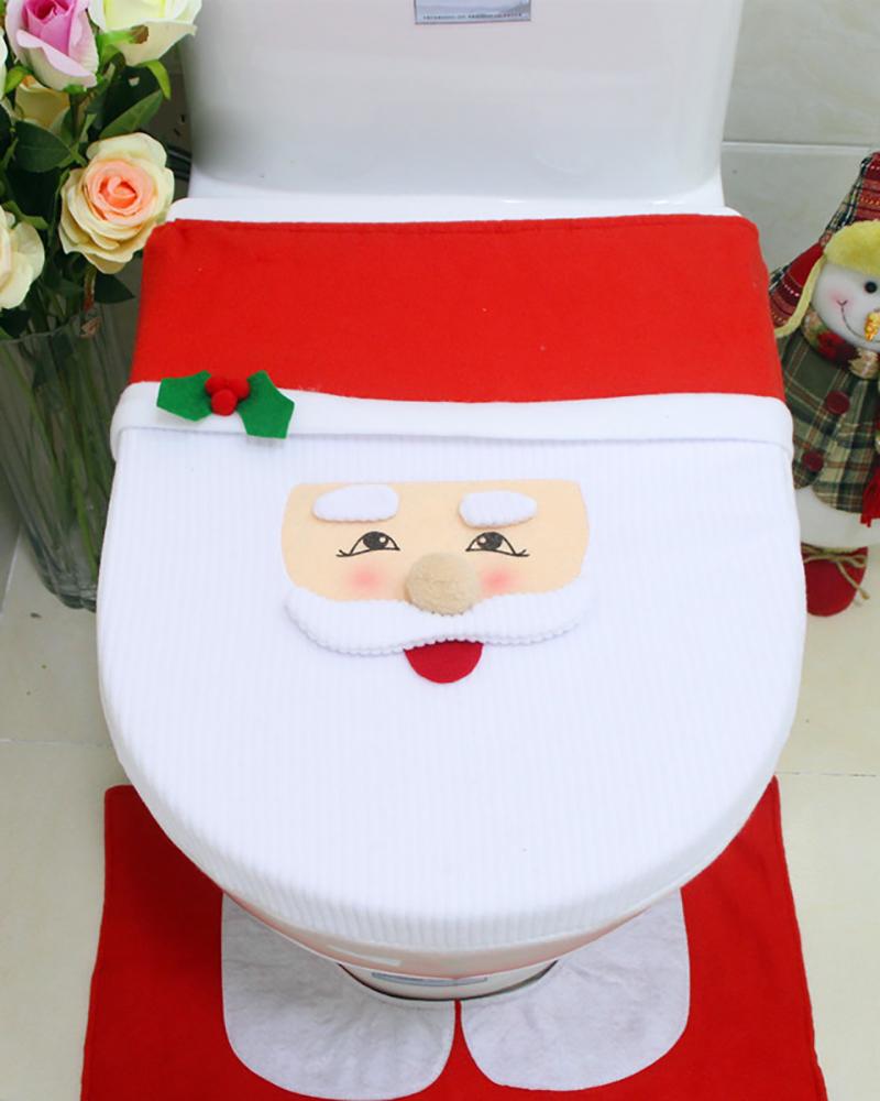 Christmas Toilet Paper Towel Set Santa's Cap Foot Pad Moose Snowman Cap Radiator Christmas Decorations