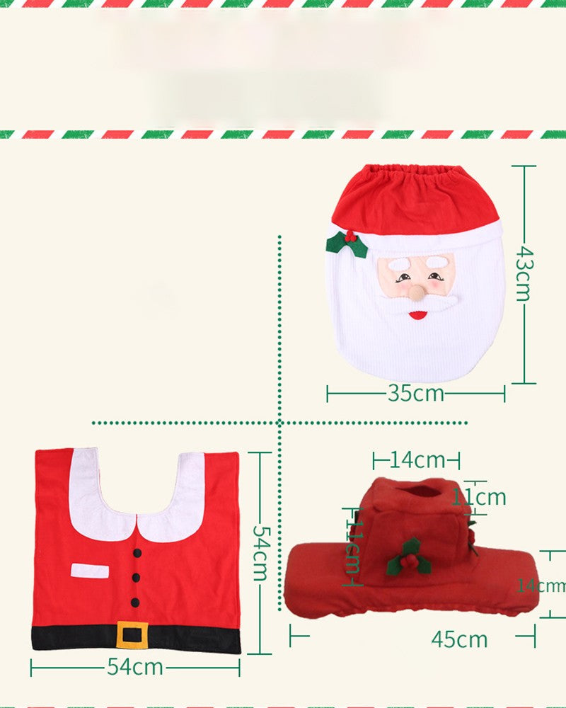 Christmas Toilet Paper Towel Set Santa's Cap Foot Pad Moose Snowman Cap Radiator Christmas Decorations