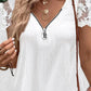 Contrast Lace Zipper Design V Neck Top