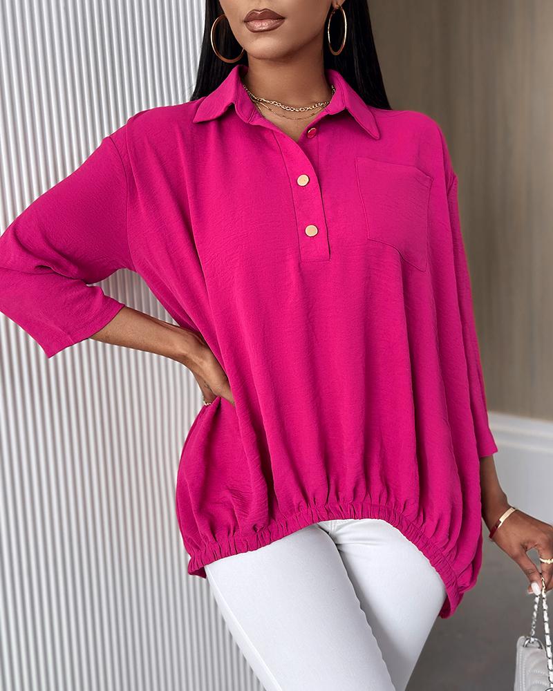 Pocket Design Asymmetrical Hem Top