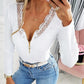 Lace Trim Zipper Design Top