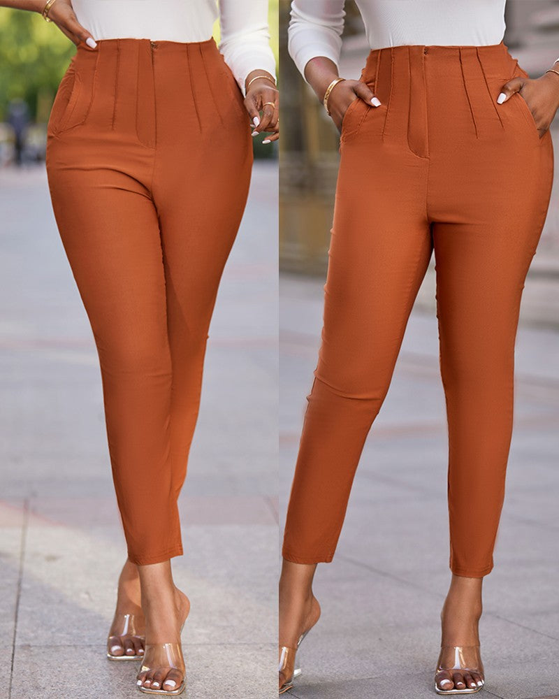 High Waist Cropped Work Pants