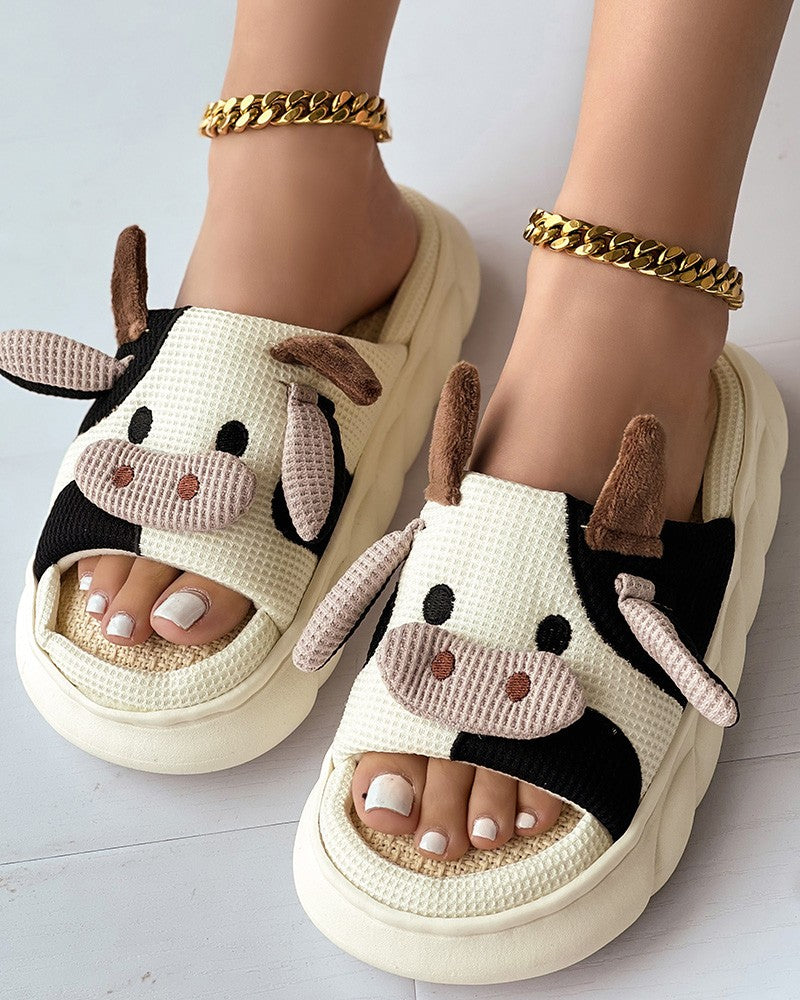 Cartoon Cow Shaped Four Seasons Casual Slippers