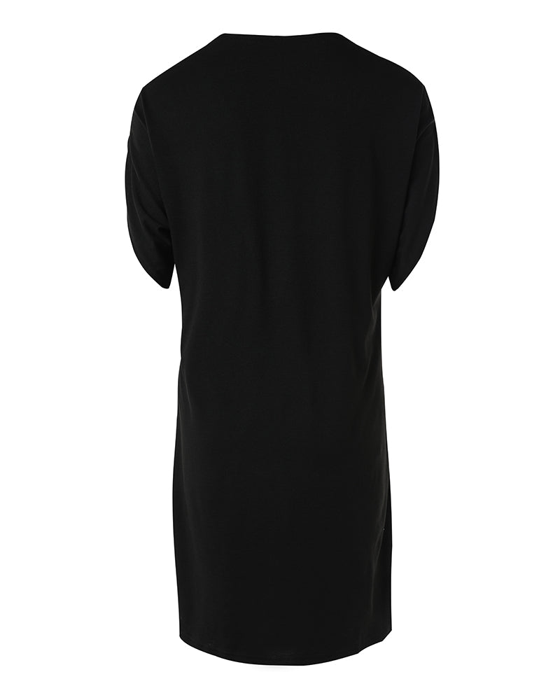 Half Sleeve V Neck Ruched Casual Dress