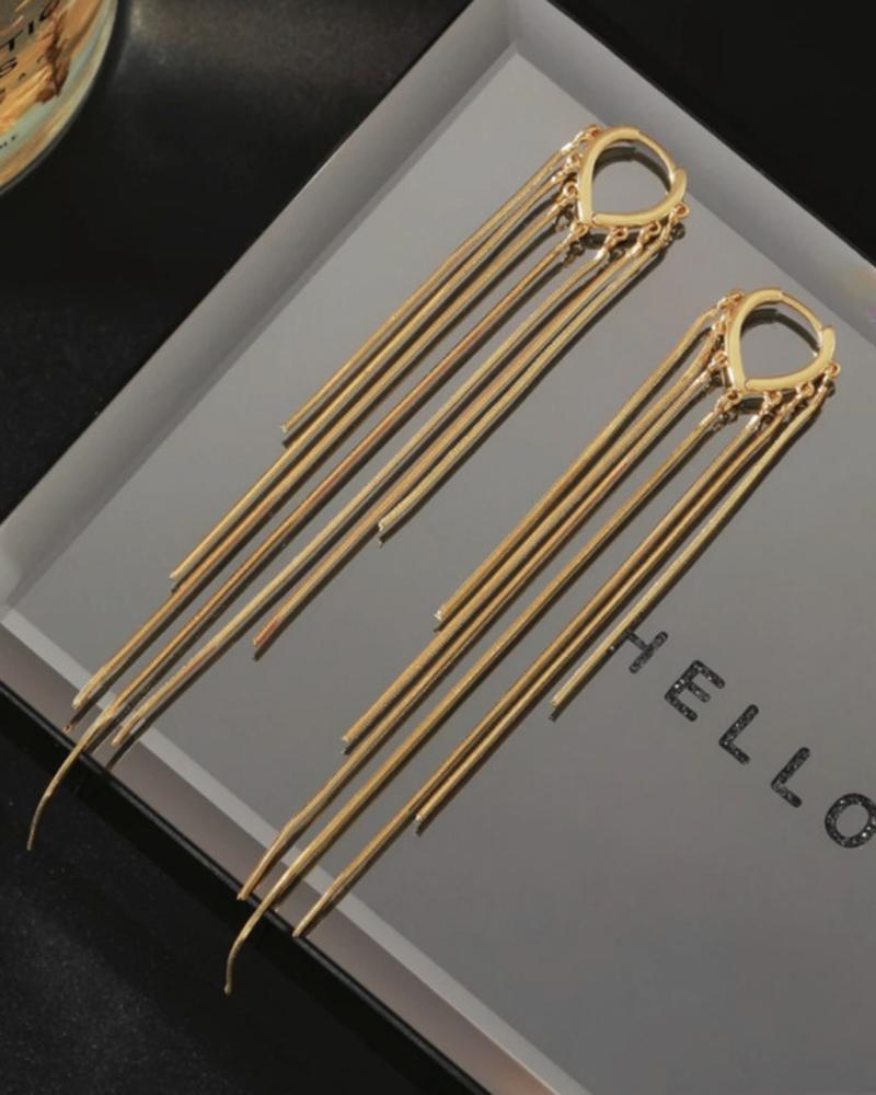 1Pair Tassel Design Trendy Hoop Drop Earrings