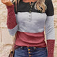 Colorblock Contrast Lace Long Sleeve Top