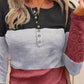 Colorblock Contrast Lace Long Sleeve Top