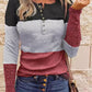 Colorblock Contrast Lace Long Sleeve Top