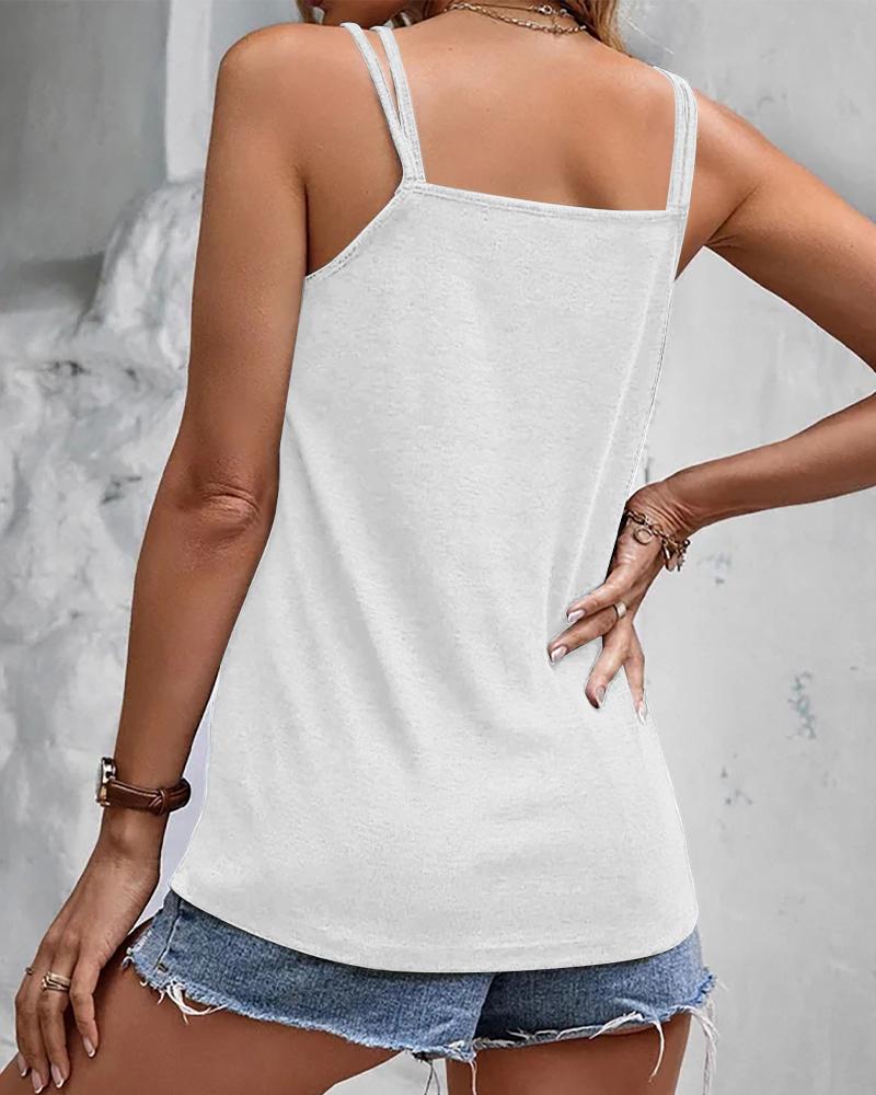 Notch Neck Double Strap Tank Top