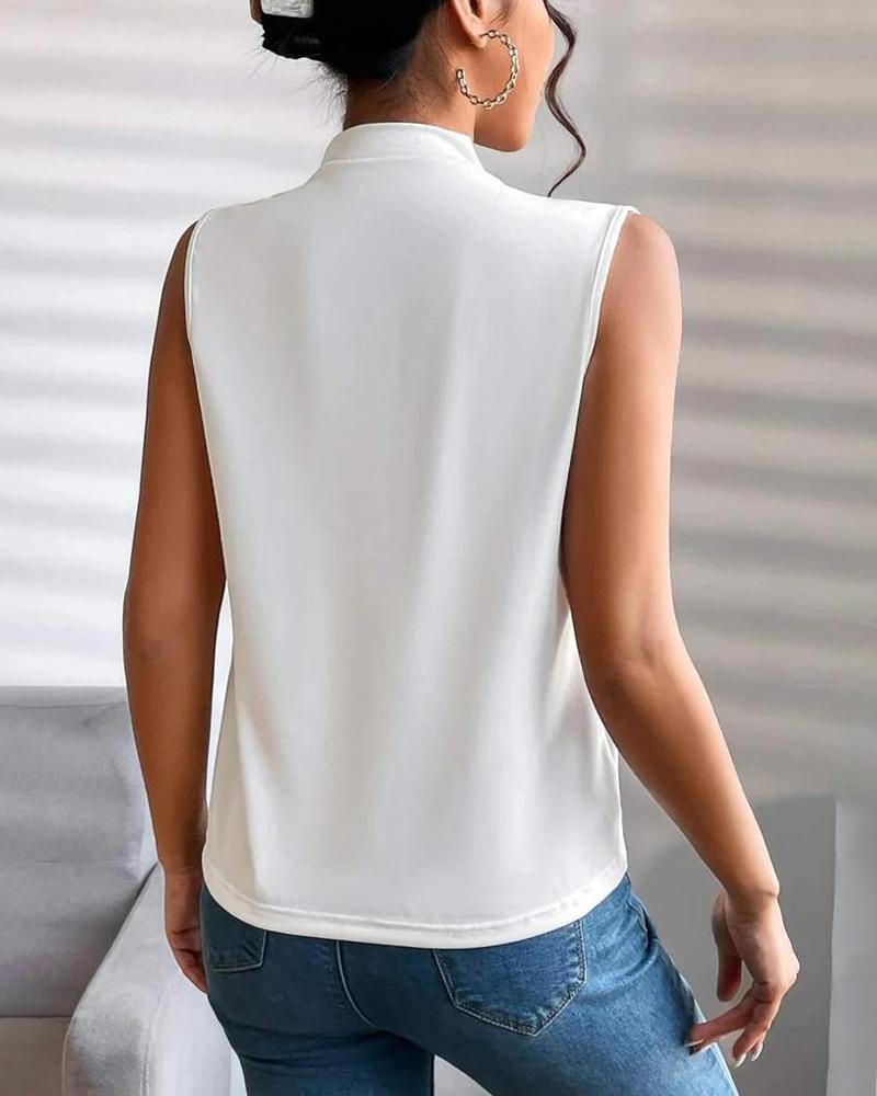 Ruched V Neck Sleeveless Wrap Top