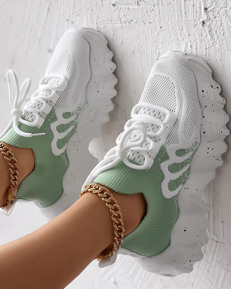 Colorblock Lace up Casual Running Sneakers