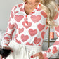 Heart Print Buttoned V Neck Bodysuit