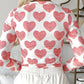 Heart Print Buttoned V Neck Bodysuit