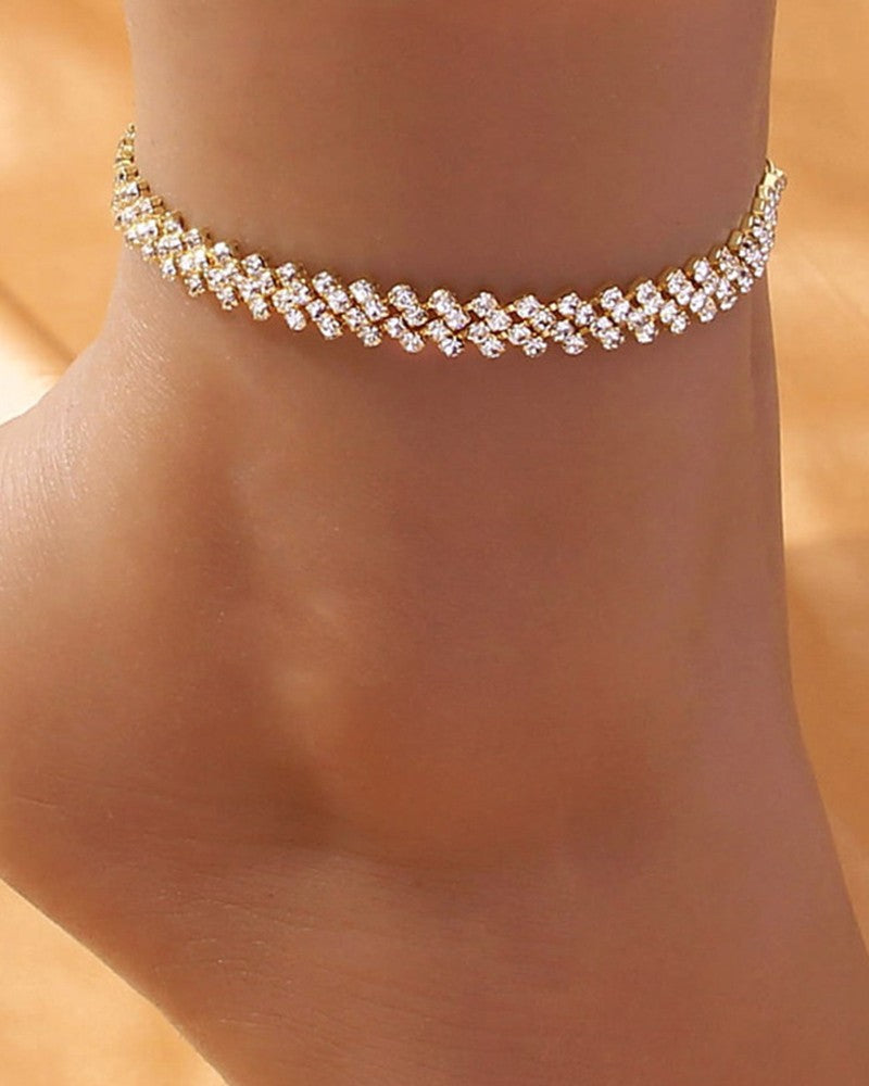 1pc Asymmetrical Rhinestone Fashion Jewelry Beach Anklet