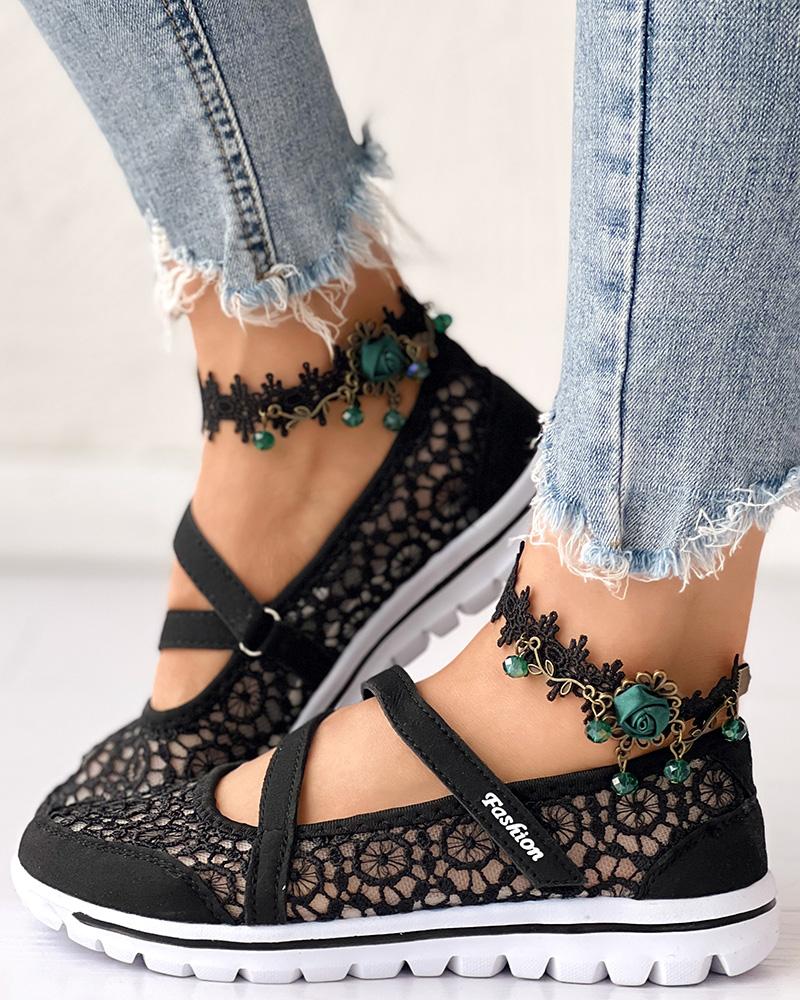 Contrast Lace Slip on Casual Sneakers