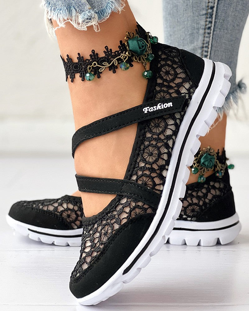 Contrast Lace Slip on Casual Sneakers