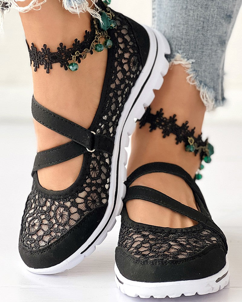 Contrast Lace Slip on Casual Sneakers