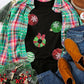 Christmas Wreath Bowknot Pattern Contrast Sequin Sweatshirt