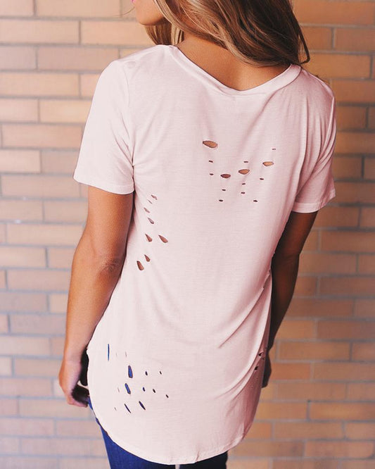 Stylish Criss Cross Cut Out T shirt