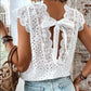 Hollow Out Tied Detail Lace Top
