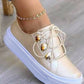 Button Decor Lace up Sneakers