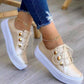 Button Decor Lace up Sneakers