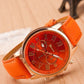 1pc Leather Band Quartz Watch