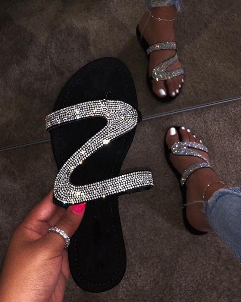 Diamond Strap Embellished Sandals