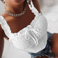 Eyelet Embroidery Frill Hem Tank Top