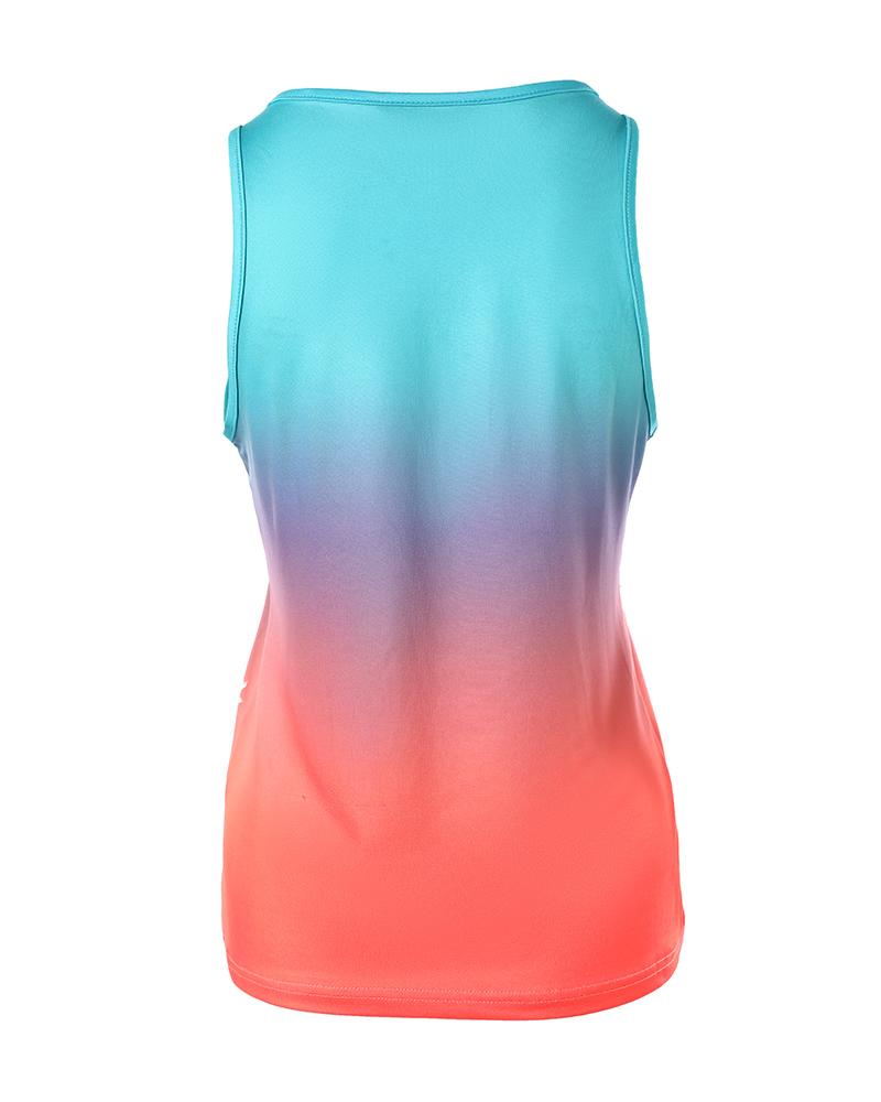 Coconut Tree Ombre Print Casual Tank Top