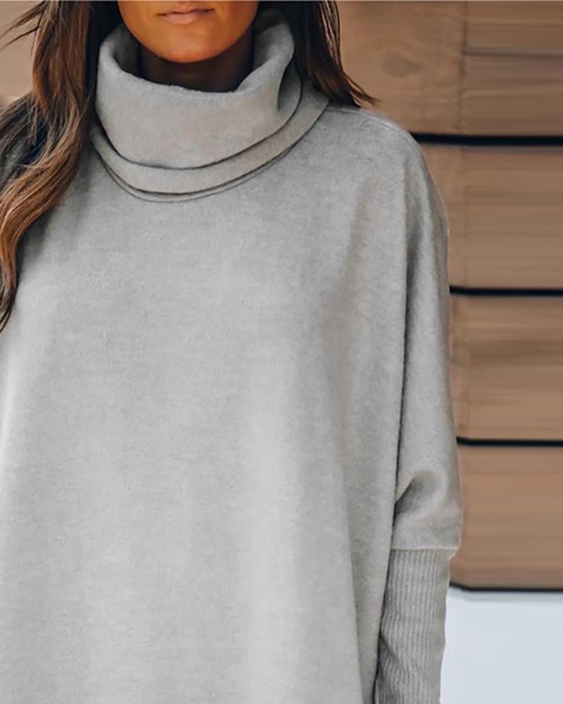 High Neck Long Sleeve Casual Top