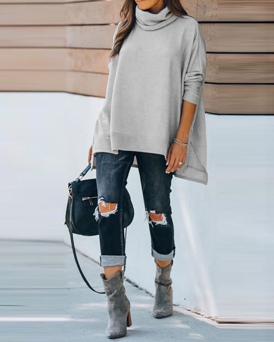 High Neck Long Sleeve Casual Top