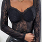 Long Sleeve Sheer Mesh Lace Top